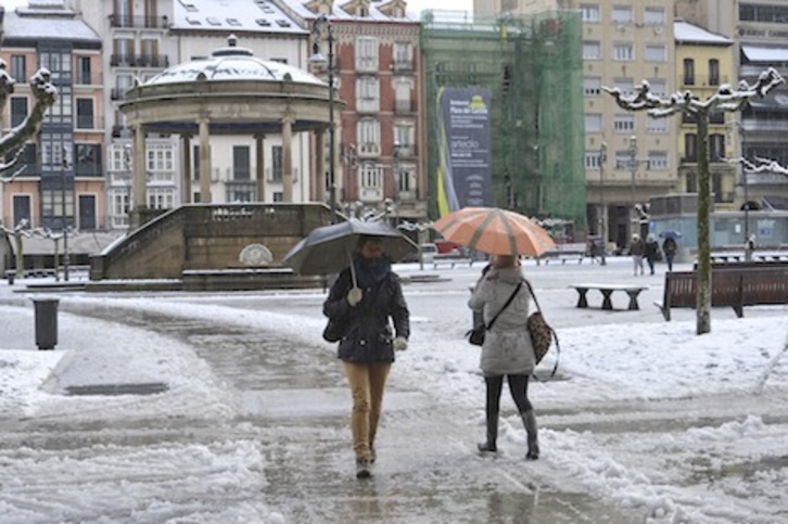Imagen de la nevada registrada en Iruñea en marzo del año pasado. (Idoia ZABALETA/ARGAZKI PRESS)
