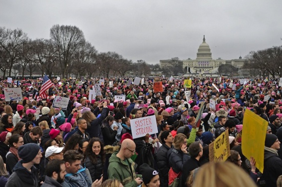 Superando todas las previsiones, la protesta ha congregado, según la organización, a medio millón de personas. (Andrew CABALLERO-REYNOLDS/AFP)