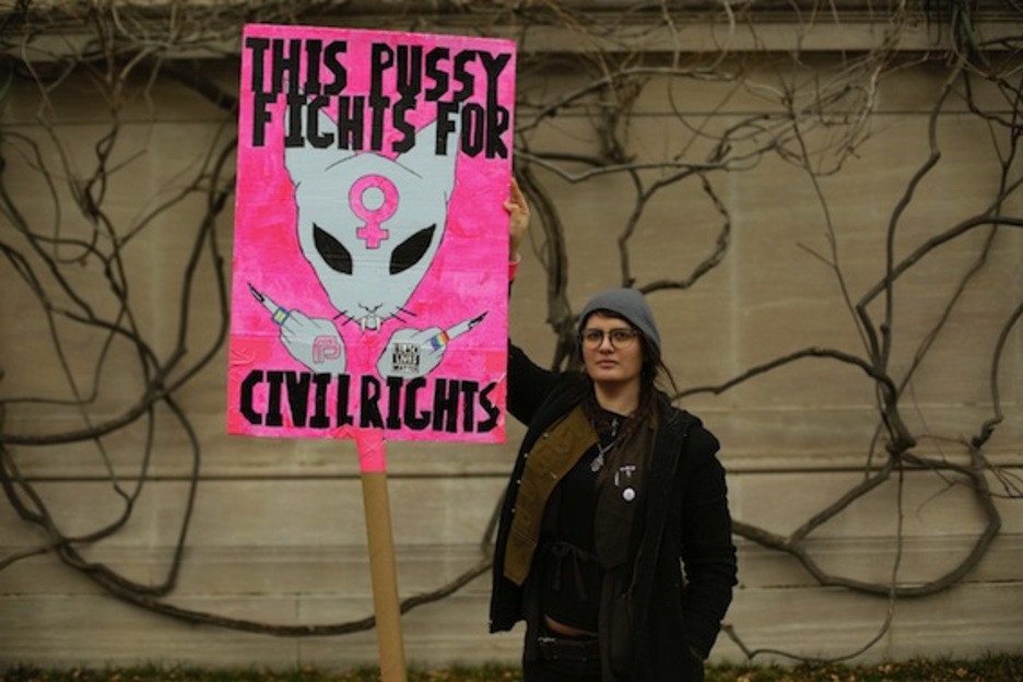Cartel en favor de los derechos civiles. (Joshua LOTT/AFP)