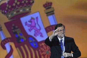 El presidente del Gobierno español, Mariano Rajoy, durante el congreso celebrado por el PP el pasado fin de semana. (Curto DE LA TORRE/AFP)
