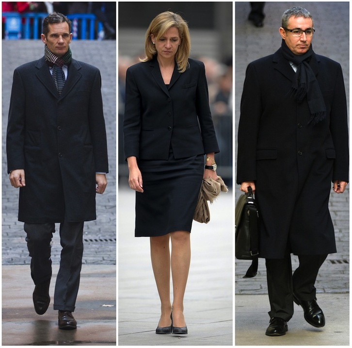 Iñaki Urdangarin, Cristina de Borbón y Diego Torres. (AFP)