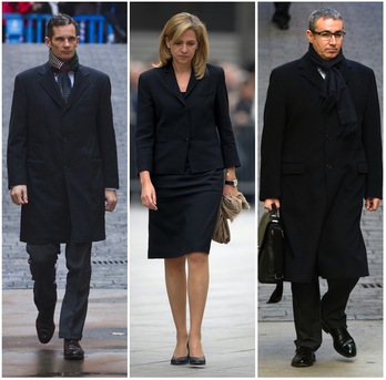Iñaki Urdangarin, Cristina de Borbón y Diego Torres. (AFP)