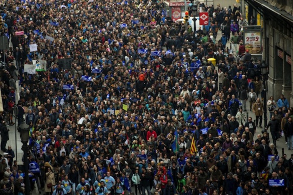 La Guardia Urbana ha cifrado en 160.000 los asistentes a la marcha. (Josep LAGO/AFP) La Guardia Urbana ha cifrado en 160.000 los asistentes a la marcha. (Josep LAGO/AFP)