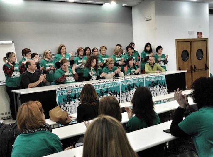 Comparecencia de trabajadoras de las residencias de Bizkaia. (ARGAZKI PRESS)