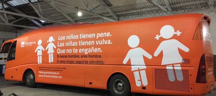 El autobús transfobo de la plataforma ultracatólica Hazte Oir. (@hazteoir)