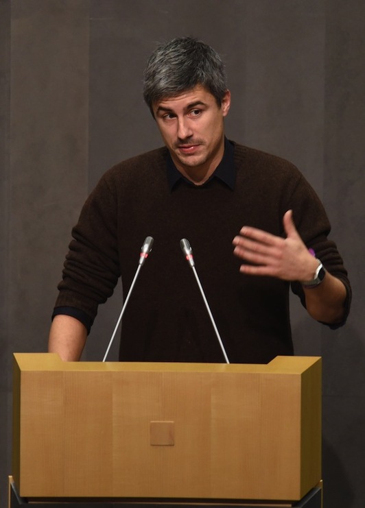 Juantxo Iturria, juntero de Podemos, en una intervención anterior. (Andoni CANELLADA/ARGAZKI PRESS)