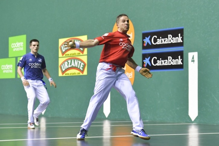 Aimar Olaizola, partidaren une batean. (Idoia ZABALETA/ARGAZKI PRESS)
