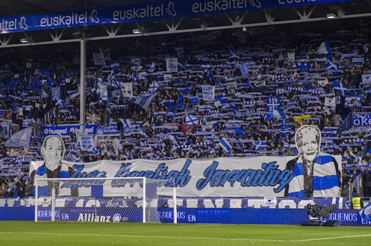 La afición albiazul, en la semifinal contra el Celta. (Juanan RUIZ / ARGAZKI PRESS)
