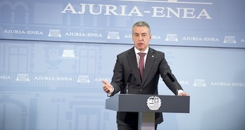 El lehendakari, Iñigo Urkullu, ha comparecido tras el Consejo de Gobierno. (IREKIA)