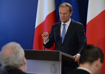 Donald Tusk, presidente del Consejo Europeo, ha comparecido en Malta. (Matthew MIRABELLI / AFP)
