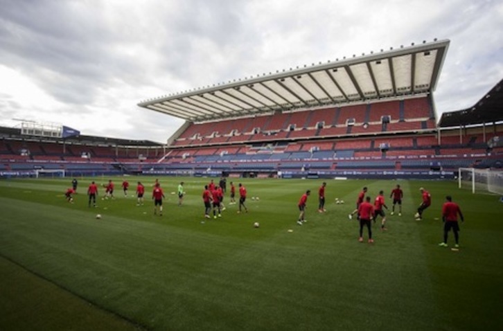 La plantilla rojilla ha preparado el partido ante el Athletic en El Sadar. (OSASUNA)