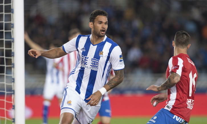 William José celebra el gol que abría el marcador. (Andoni CANELLADA / ARGAZKI PRESS)