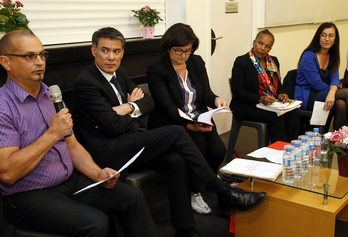 Les rapporteurs en présence d' Olivier Faure, Colette Capdevielle et Christiane Taubira © Bob Edme