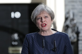 Theresa May ha comparecido en Downing Street para anunciar la convocatoria de elecciones. (Daniel LEAL-OLIVAS/AFP)