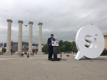 Jordi Sánchez, presidente de la ANC, en la rueda de prensa de hoy. (@assemblea)
