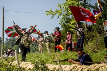 Representación de los combates de Intxorta. (Jaizki FONTANEDA/ARGAZKI PRESS)