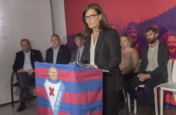 Amaia Gorostiza, durante la presentación de su candidatura. (Andoni CANELLADA / ARGAZKI PRESS)