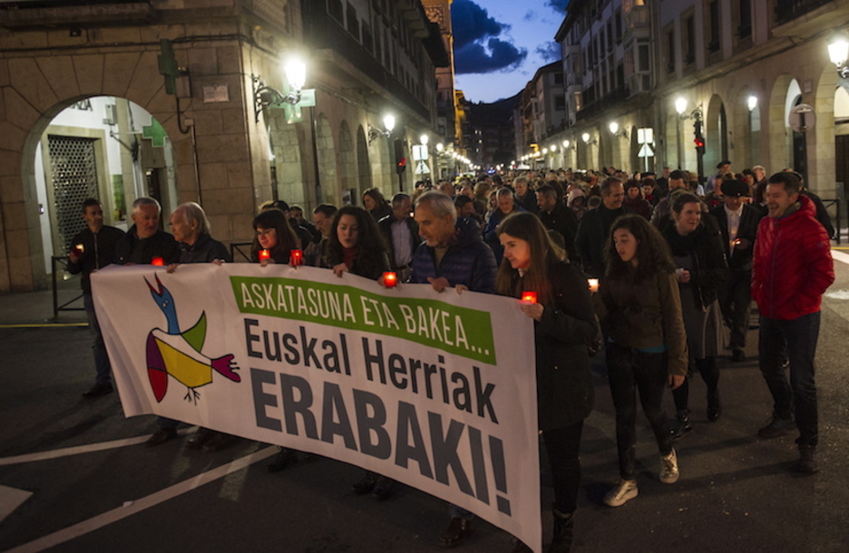 Cabecera de la manifestación que ha puesto fin a la jornada. (Monika DEL VALLE / ARGAZKI PRESS) Cabecera de la manifestación que ha puesto fin a la jornada. (Monika DEL VALLE / ARGAZKI PRESS)