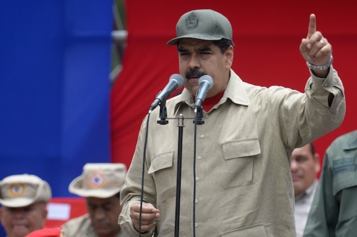 Nicolás Maduro, presidente de Venezuela, durante un discurso. (Federico PARRA/AFP)