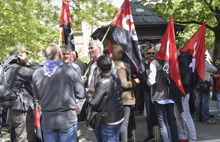 Manifestacion de CGT, ESK, CNT, Solidari y Steilas en Iruñea. (Idoia ZABALETA / ARGAZKI PRESS)