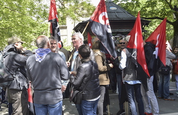 Manifestacion de CGT, ESK, CNT, Solidari y Steilas en Iruñea. (Idoia ZABALETA / ARGAZKI PRESS)
