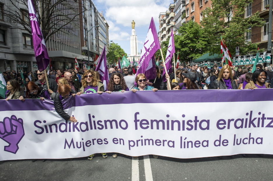 Pancarta feminista en la movilización de ELA en Bilbo. (Marisol RAMÍREZ / ARGAZKI PRESS) 