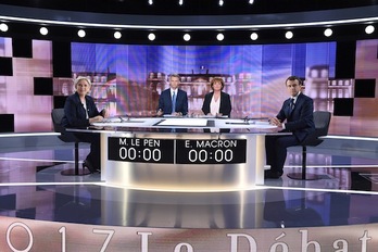 Macron y Le Pen, al inicio del debate. (Eric FEFERBERG/AFP)