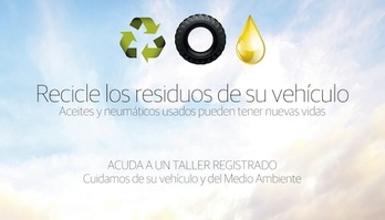 Cartel de la campaña para promover el reciclaje de residuos de la automoción.