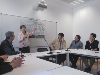 La consejera Arantxa Tapia, durante la presentación del proyecto. (@GARA_olarretxea)