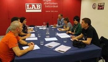 Encuentro que han mantenido hoy EH Bildu y LAB. (@LABsindikatua)