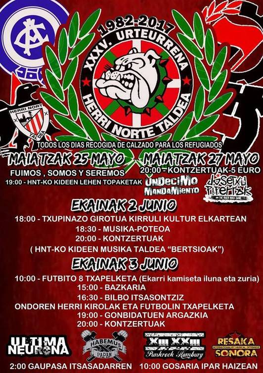 Cartel con los actos organizados por HNT por el aniversario.