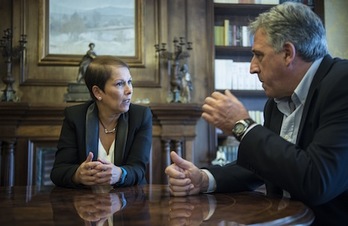 Barkos y Asiron, responsables de los gobiernos del cambio en Nafarroa e Iruñea, respectivamente. (Jagoba MANTEROLA/ARGAZKI PRESS)