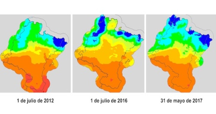 Comparación del grado de humedad del suelo con años en los que se produjeron grandes incendios. (GOBIERNO DE NAFARROA)