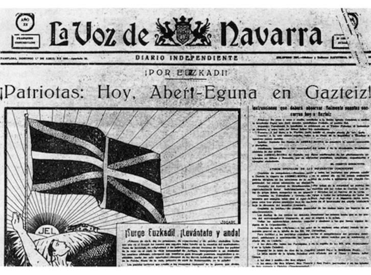 Ejemplar de ‘La Voz de Navarra’, periódico asaltado por Falange en julio de 1936.