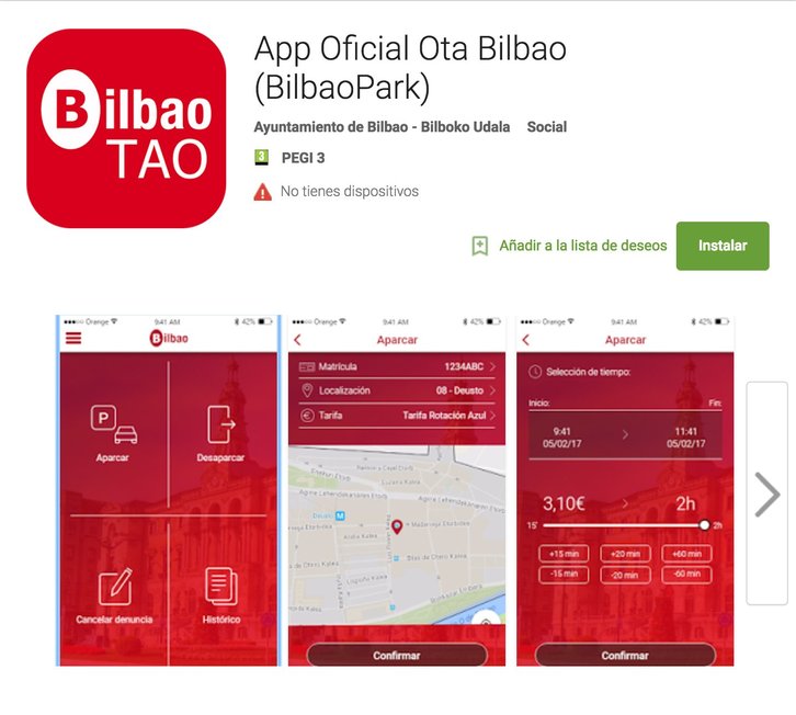 «BilbaoPark» aplikazioa.