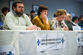 Comparecencia de Bagoaz por la libertad de los presos enfermos. (Isabelle MIQUELESTORENA)