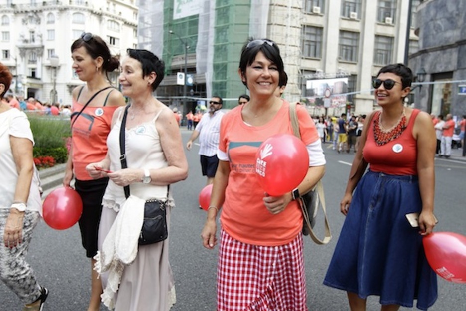 EH Bilduko Jasone Agirre, Jone Goirizelaia, Maddalen Iriarte eta Diana Urrea. (Aritz LOIOLA/ARGAZKI PRESS)