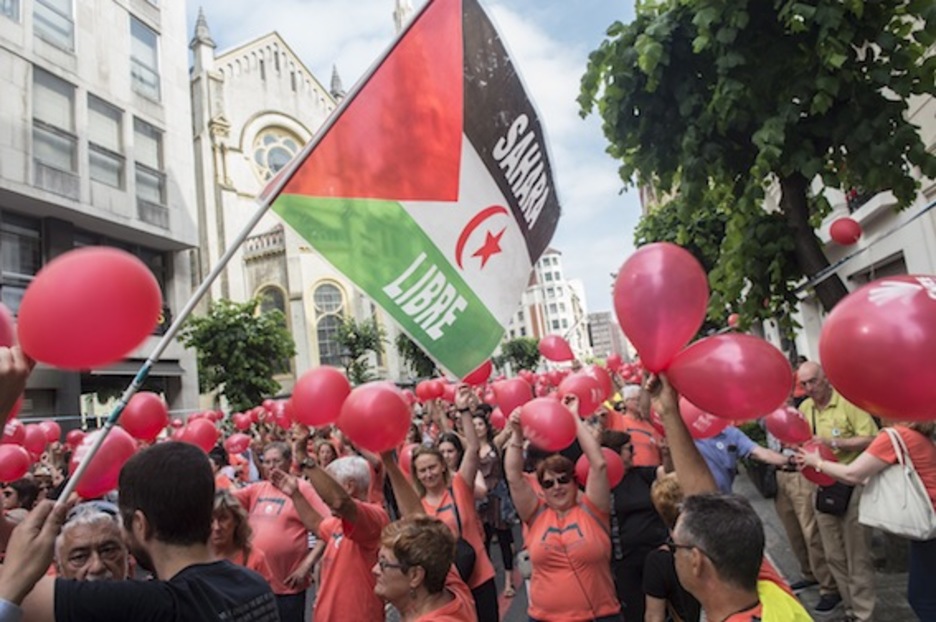 Saharako bandera ere Bilbon egon da. (Monika DEL VALLE/ARGAZKI PRESS)