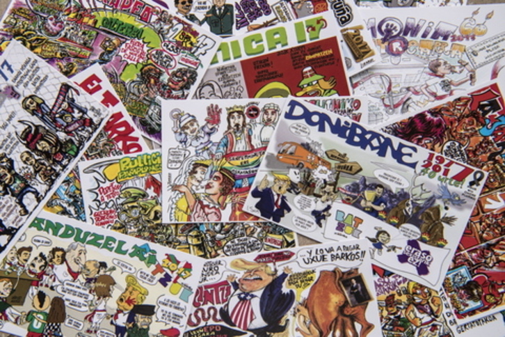 Imágenes de los fotolitos de las pancartas. (Jagoba MANTEROLA/ARP)