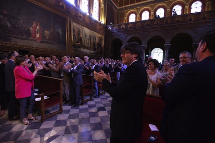 Carles Puigdemont, president de Catalunya, durante el acto. (@Govern)