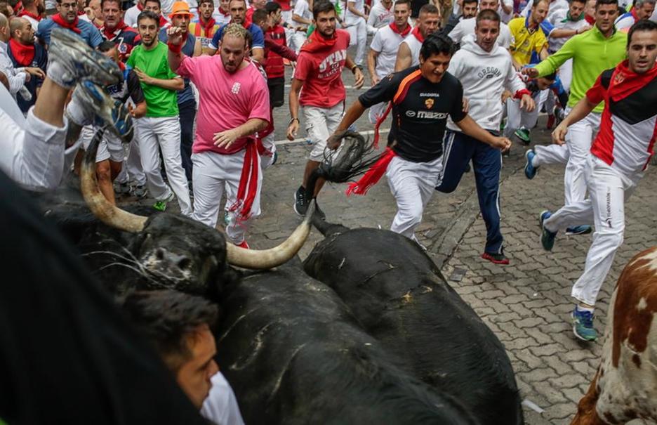 Hanka eta zezen-buruak, airean. (Lander ARROYABE/ARGAZKI PRESS) Hanka eta zezen-buruak, airean. (Lander ARROYABE/ARGAZKI PRESS)