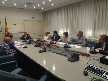 Joseba Belaustegi, de Gurasos, durante su exposición en el Senado. (@tgurasos)