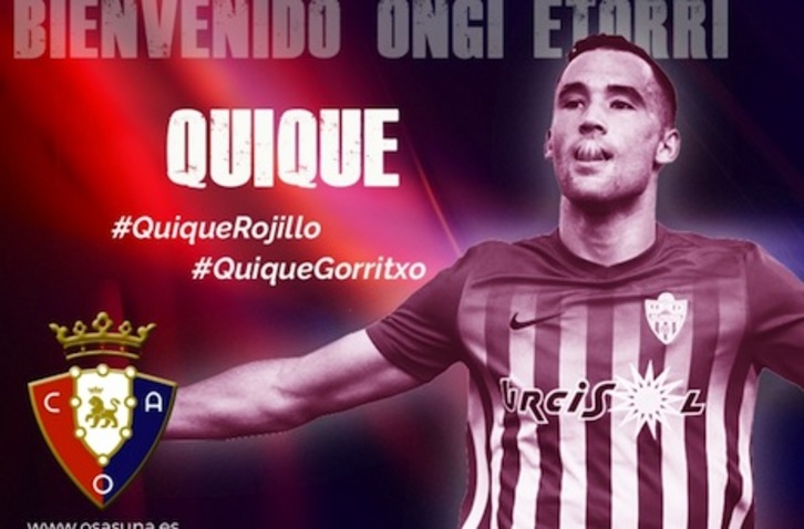 El delantero Quique ha sido fichado por el club rojillo. (OSASUNA)