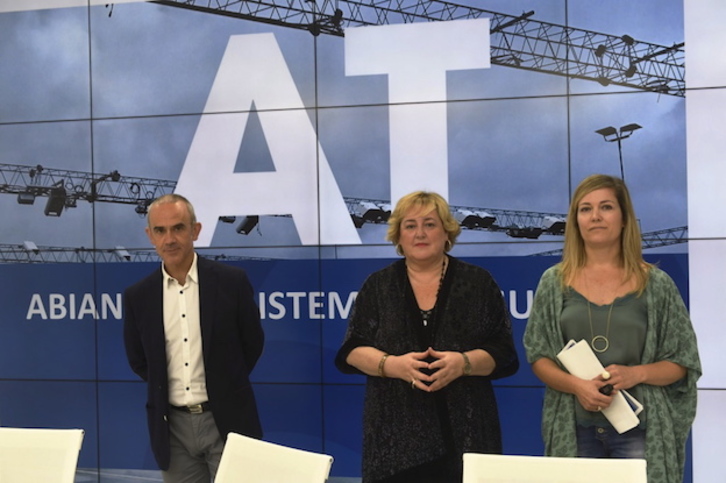 Presentación del inicio de las obras para el nuevo sistema de peajes para camiones. (Gorka RUBIO / ARGAZKI PRESS)