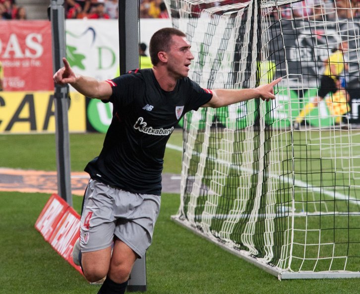 Laporte celebra el gol del Athletic. (Athletic Club)