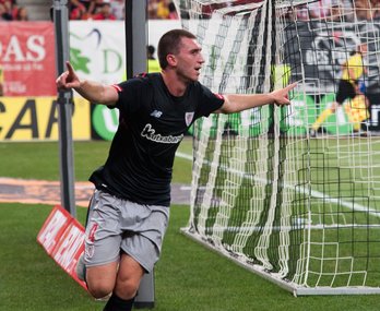 Laporte celebra el gol del Athletic. (Athletic Club)