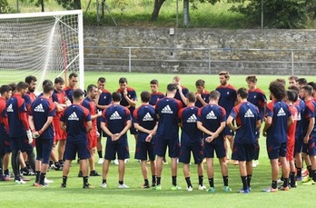 Los rojillos prosiguen su preparación de pretemporada en Boltaña. (OSASUNA)
