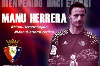 El portero Manu Herrera se incorpora a la disciplina rojilla. (OSASUNA)