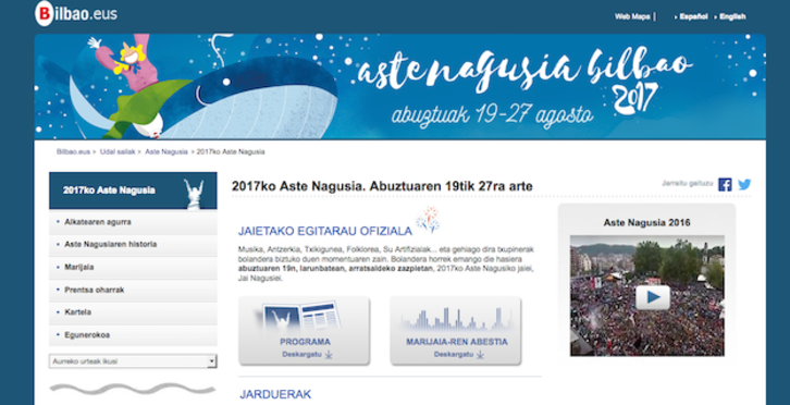 Página web especial de la Aste Nagusia de Bilbo.