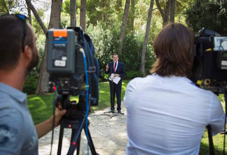 Mariano Rajoy, en su comparecencia en Marivent. (Jaime REINA / ARGAZKI PRESS)